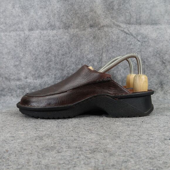 Clarks Shoes Womens 7 Casual Clogs Slip On Leather Brown Retro Classic Comfort - Picture 4 of 13